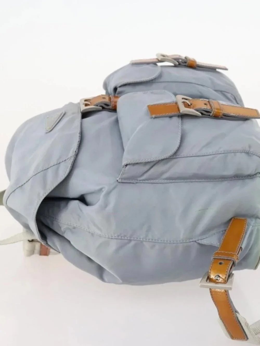 PRADA Backpack Nylon Light Blue Silver Auth hk3498A